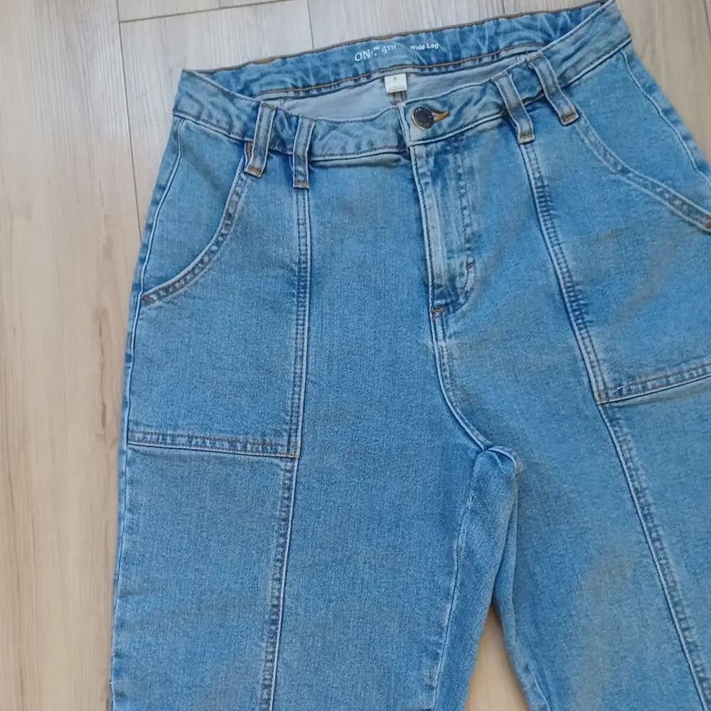 On 34th Macy's Wide Leg Carpenter Jeans Light Wash Blue Size 6 EUC - Picture 5 of 12